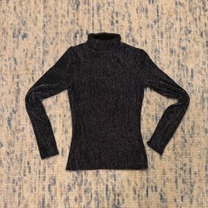 Black and Silver Striped Turtleneck Shirt